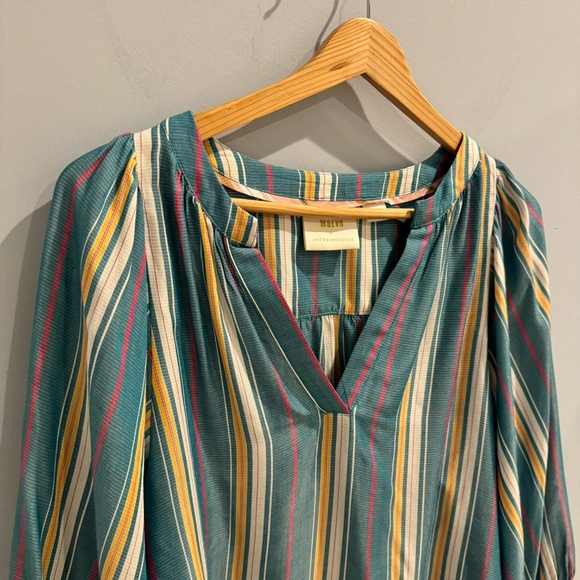 NEW Maeve by Anthropologie Brenda Striped Peasant Blouse, Size S - Picture 6 of 12